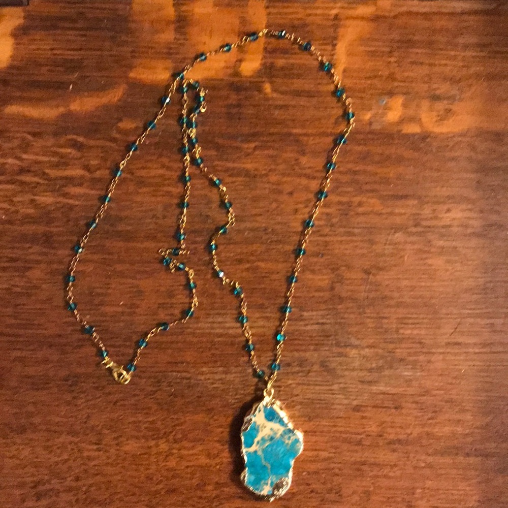Agate Gold Dipped Pendant Necklace - image 3